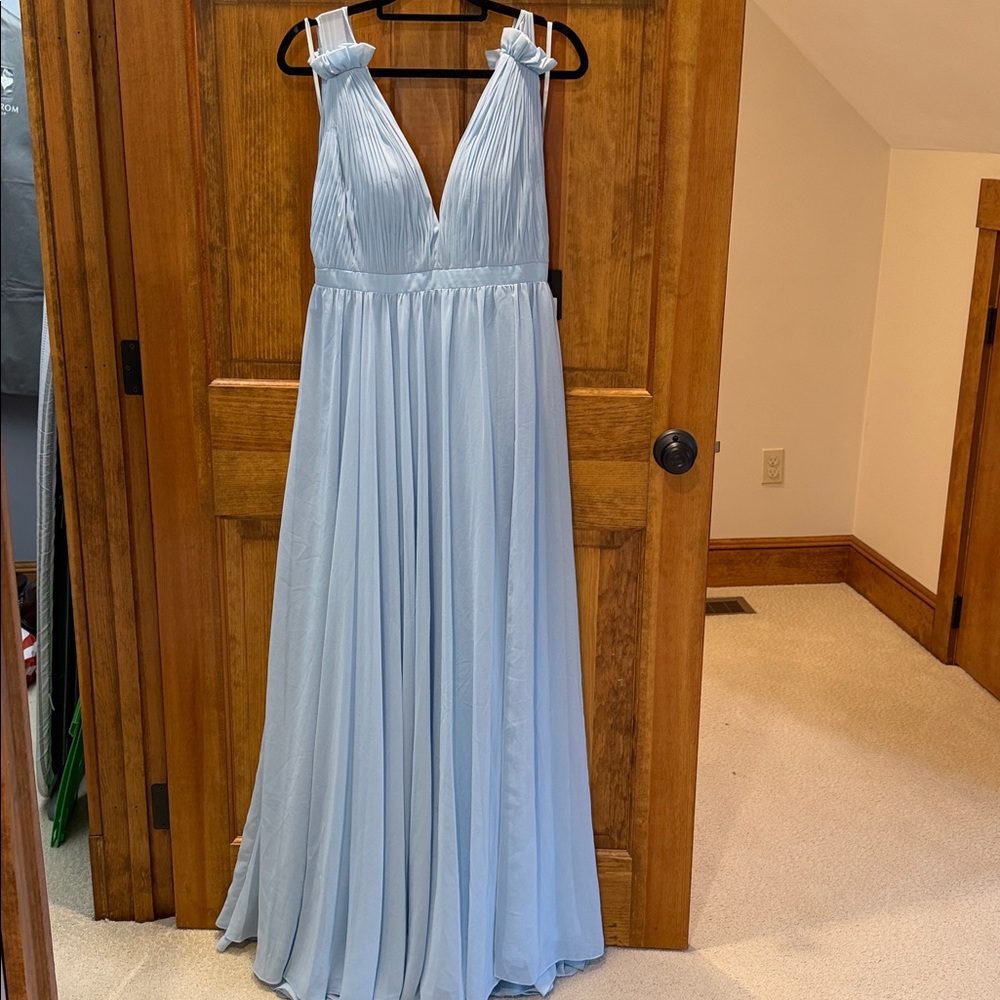 Mac Duggal Sleeveless Pleated Chiffon V-Neck Gown